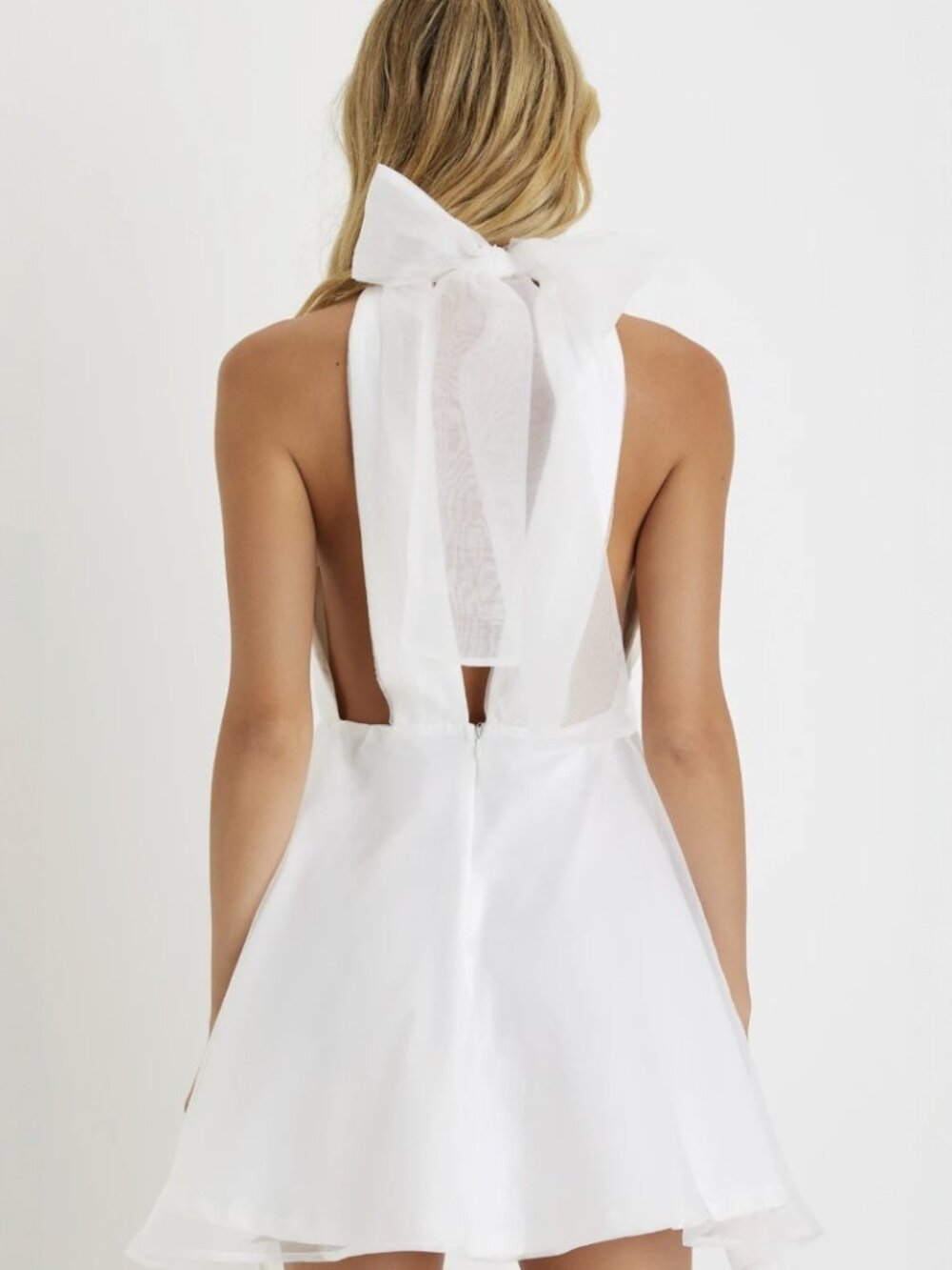 Lulus Flirtatious Aesthetic White Organza Backless Halter Mini Dress​ NWT - Picture 3 of 8